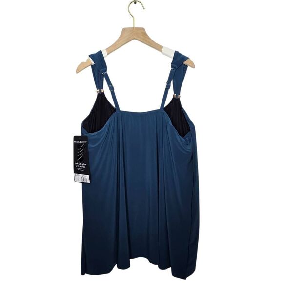 Miraclesuit Dazzle Tankini Swim Top Scoop Neck Nova Green 16  NWT - Picture 2 of 5